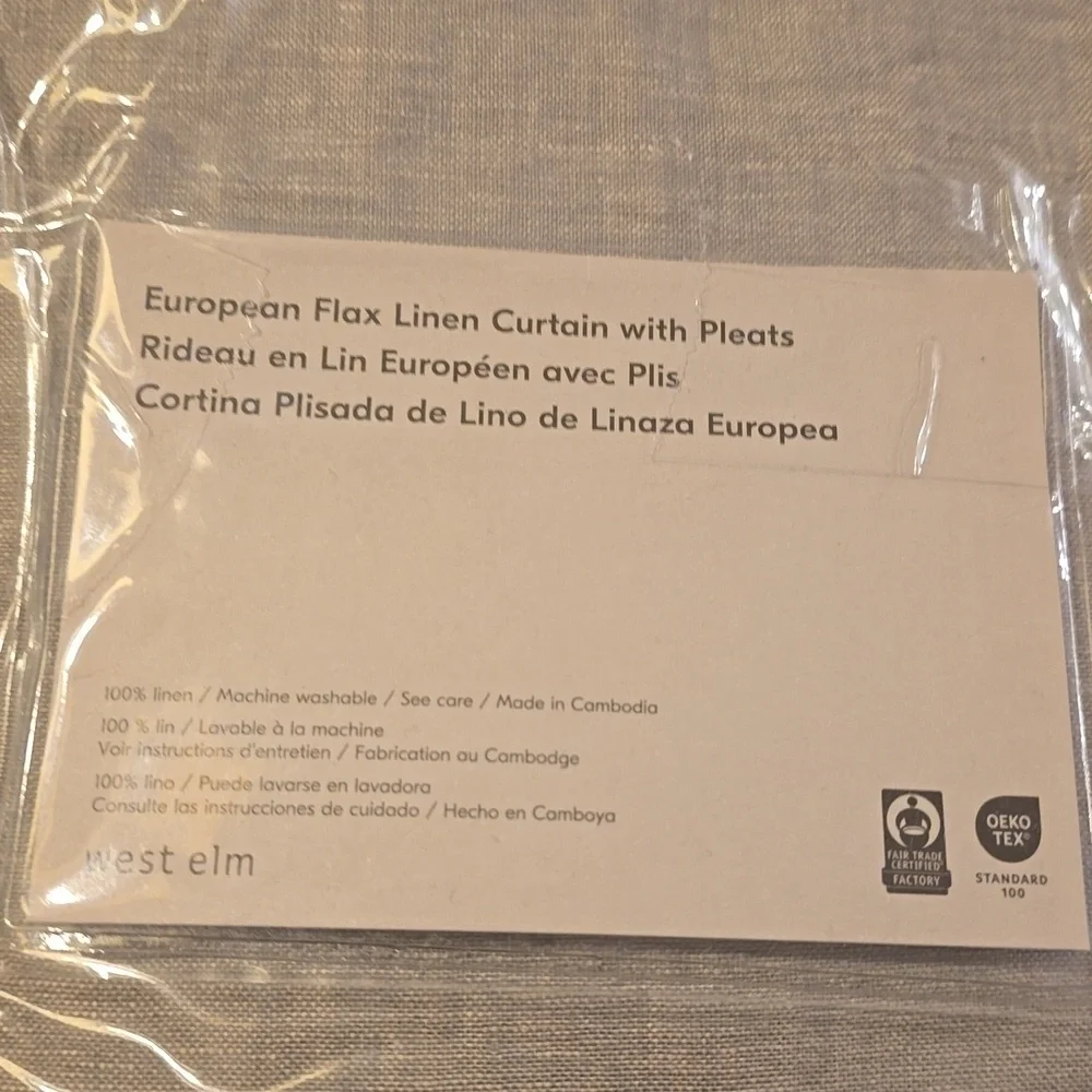 West Elm Pleated European Flax Linen Curtain,Color Warm Gray Melange, $219